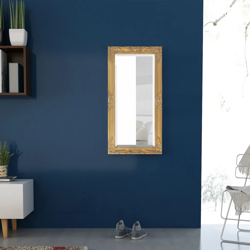 Specchio da Parete Stile Barocco-Specchio a Muro-Specchio Decorativo 100x50 cm Oro