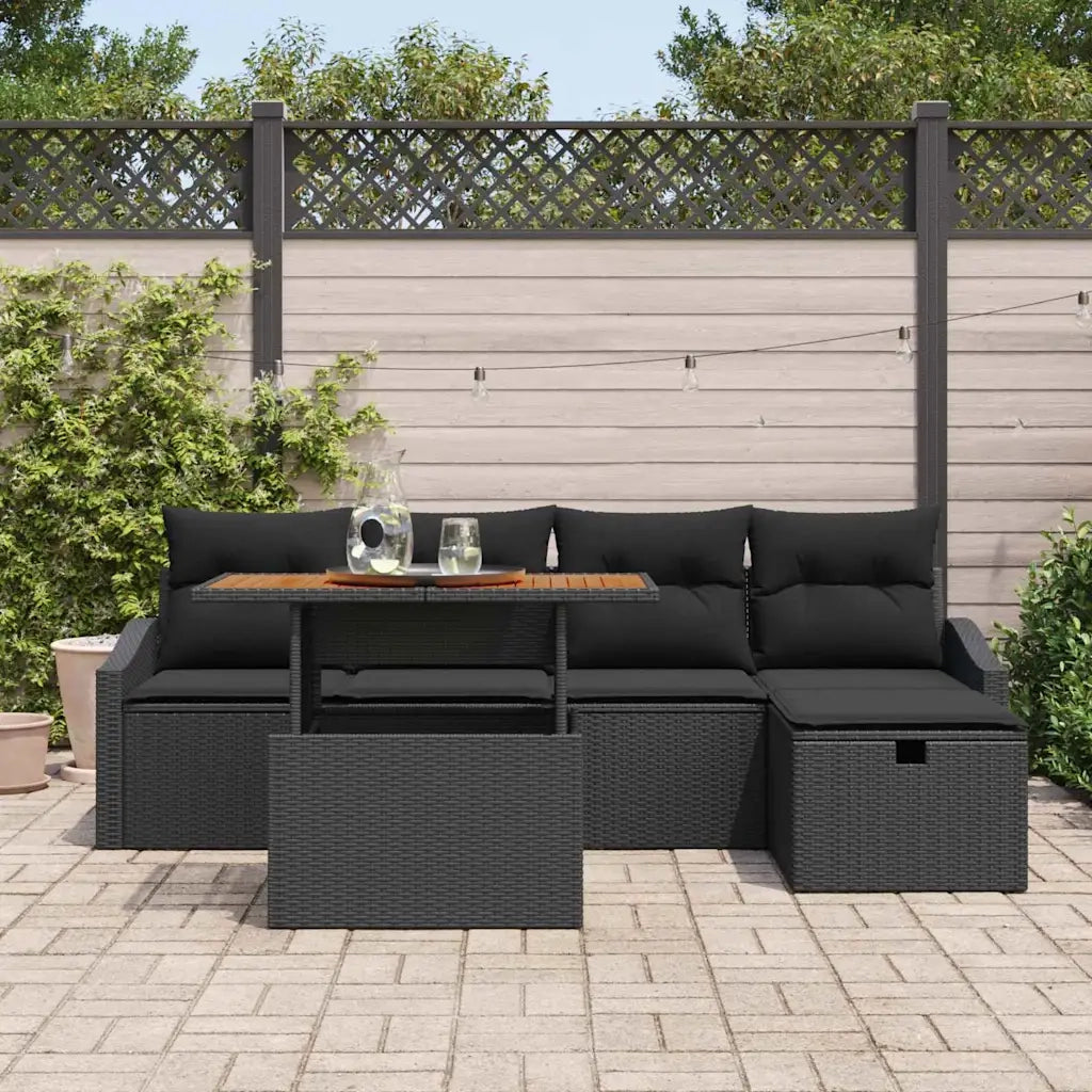 Set Divano da Giardino 6 pcs Nero polyrattan 3361352