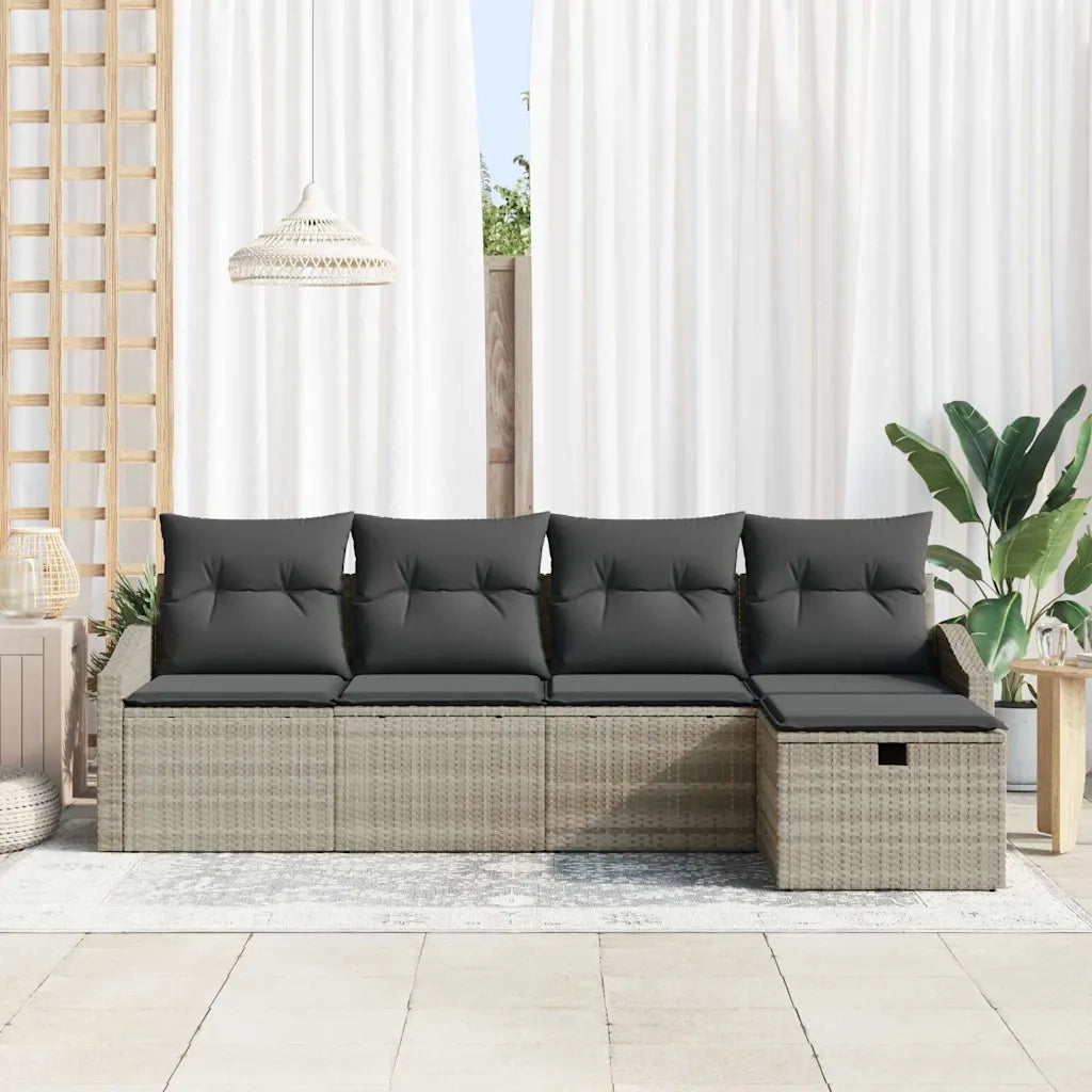 Set di divani con cuscino 5 pcs Grigio chiaro polyrattan 3359261