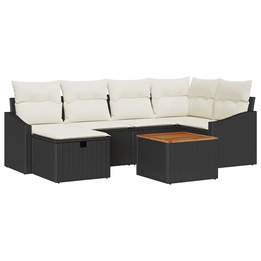 Set Divano da Giardino con cuscino 7 pcs Nero Poly Rattan 3360897