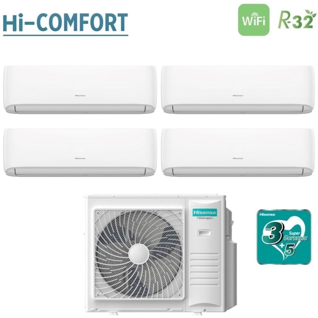 Condizionatore Quadri Split Hisense Hi-Comfort 9+9+9+12 con 4AMW81U4RJC R-32 Wi-Fi Integrato