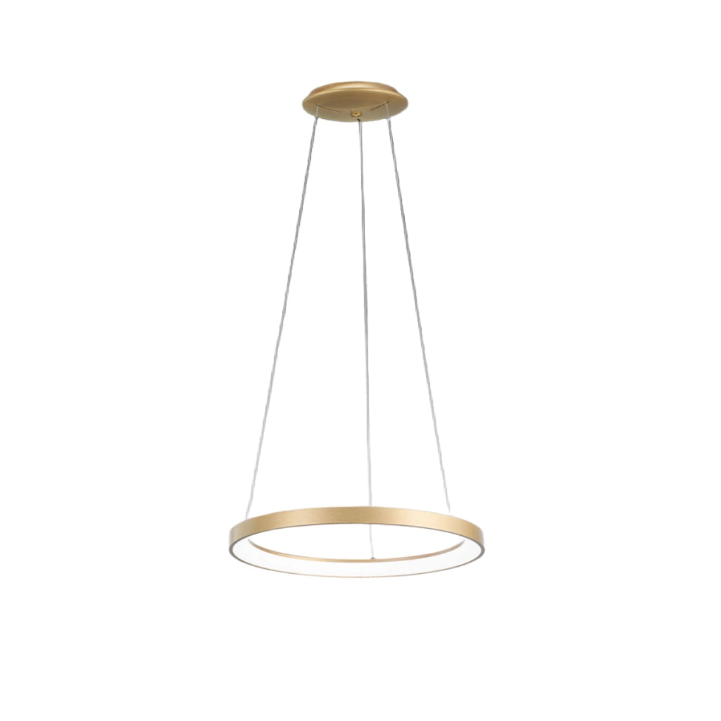 Lampada a sospensione KRIZIA S/M 3000K Oro - LED 50W 2800lm dimmerabile taglio fase + push in alluminio spazzolato - Gea Luce