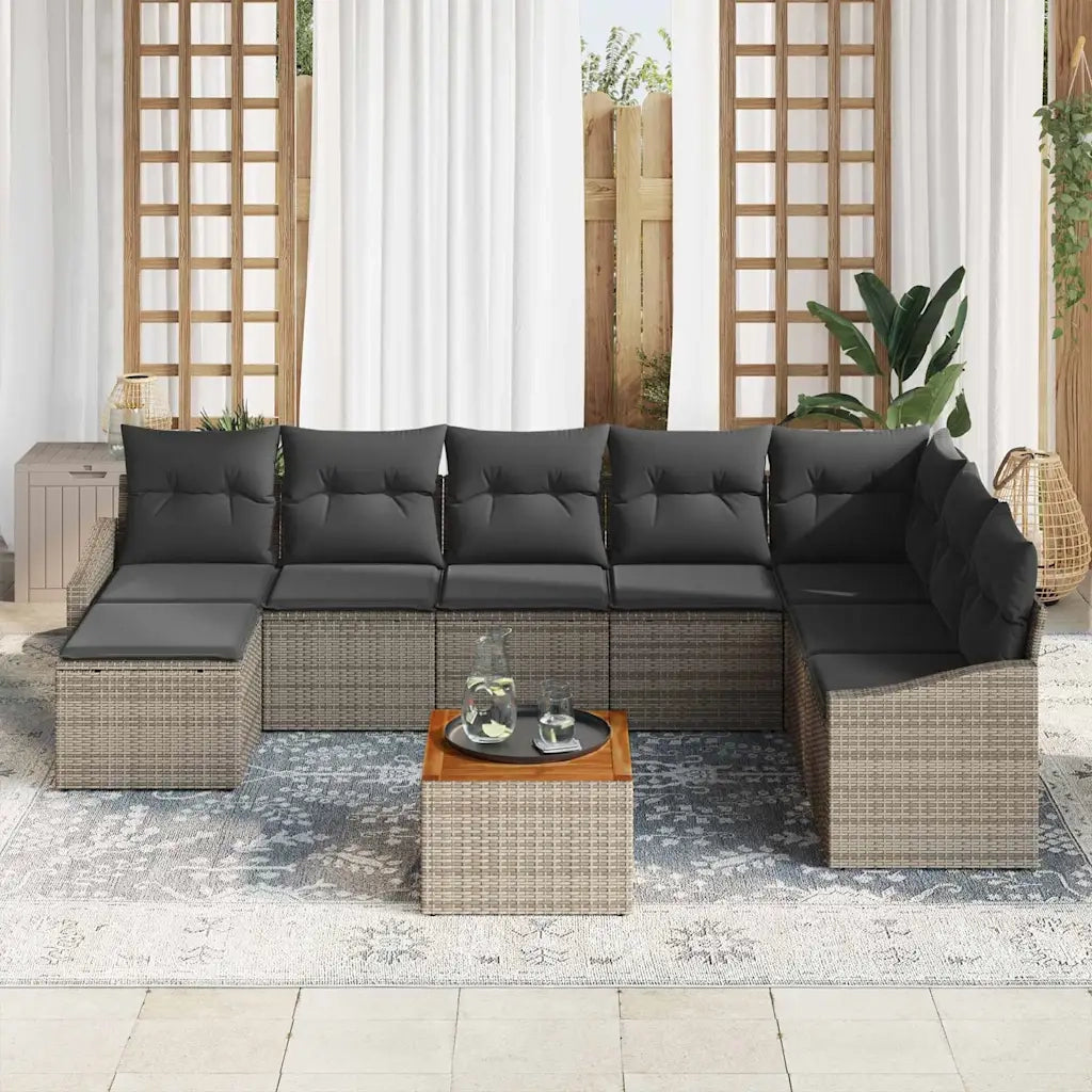 Set Divano da Giardino 9 pcs Grigio polyrattan 3356536
