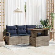 Set Divano da Giardino con cuscino 5 pcs grigio e blu navy 3349646