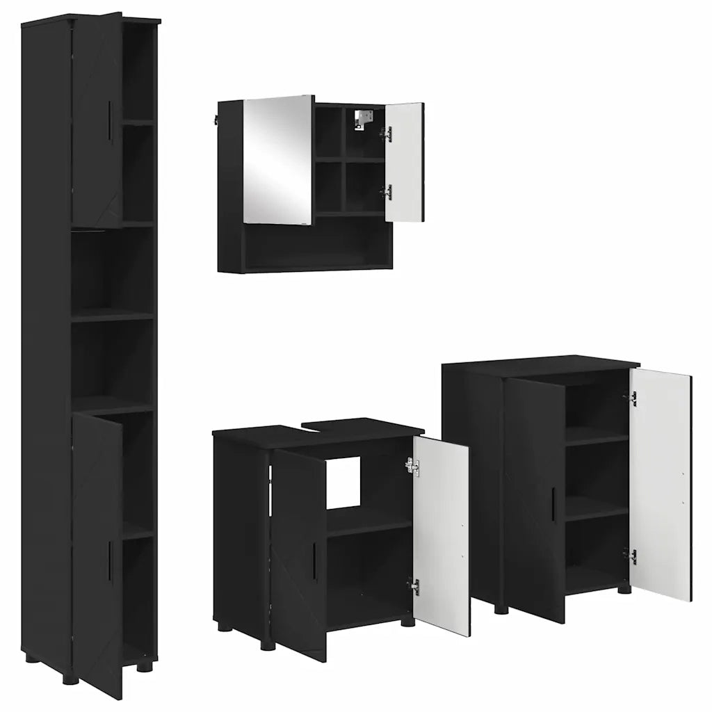 Set di mobili per il bagno Montaggio a parete 4 pcs Nero