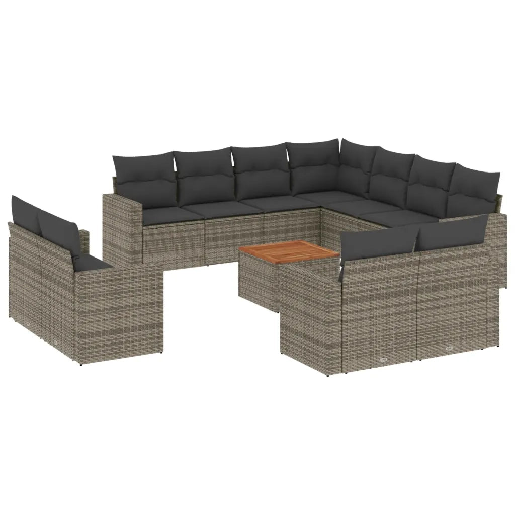 Set Divani da Giardino 12 pz con Cuscini Grigio in Polyrattan 3256718