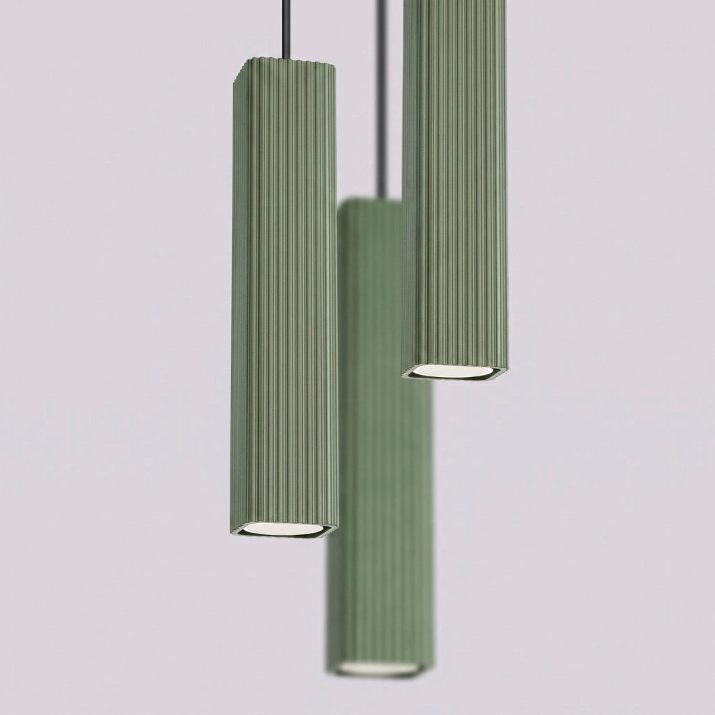 Lampada a sospensione RAYO 3P verde salvia