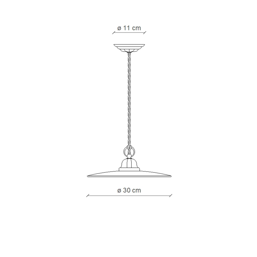 Lampadario Industrial Potenza Ferro E Ceramica Nero Diam. 30Cm 1 Luce E27