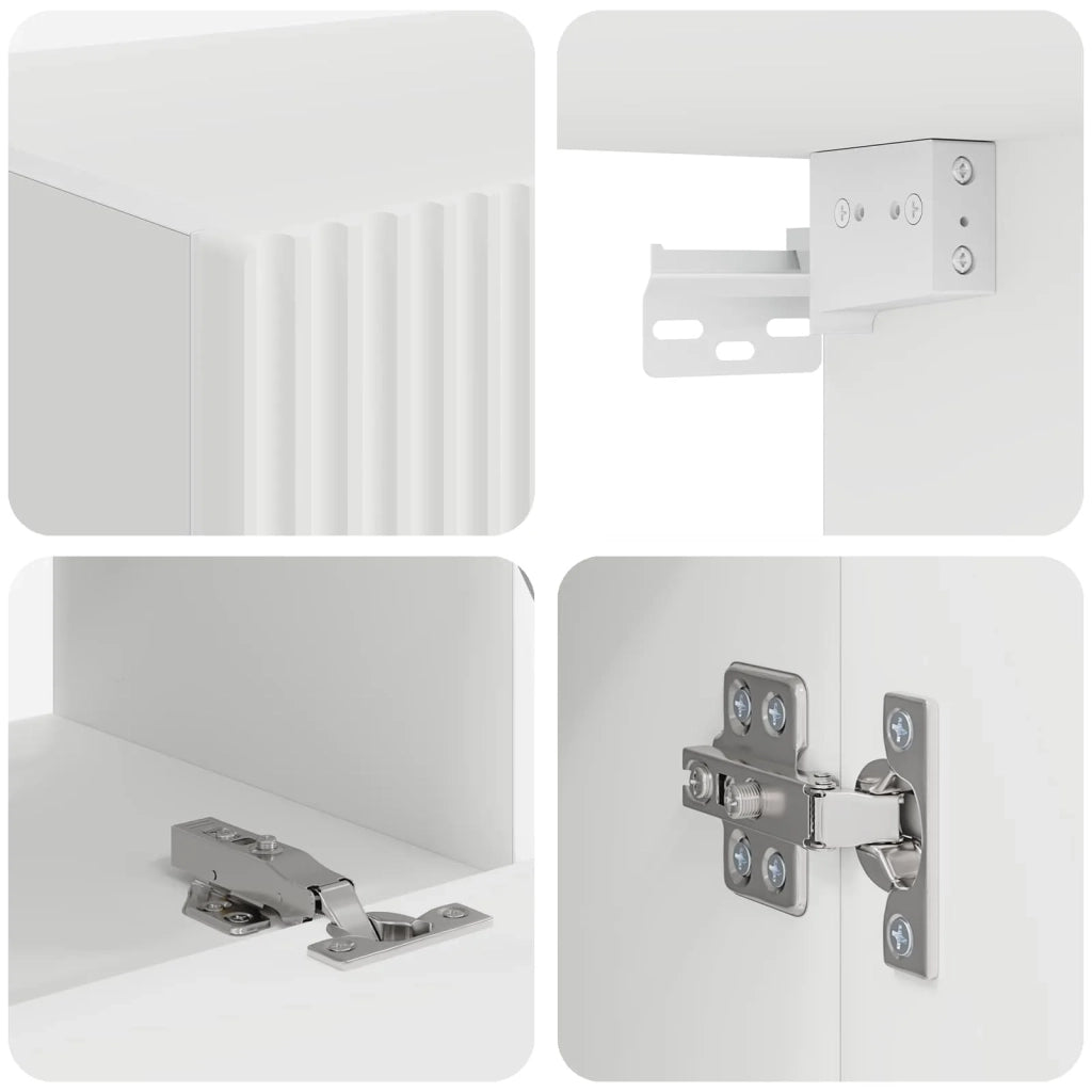Set di Mobiletto da TV a Parete 4 pcs Bianco Legno multistrato 3408934