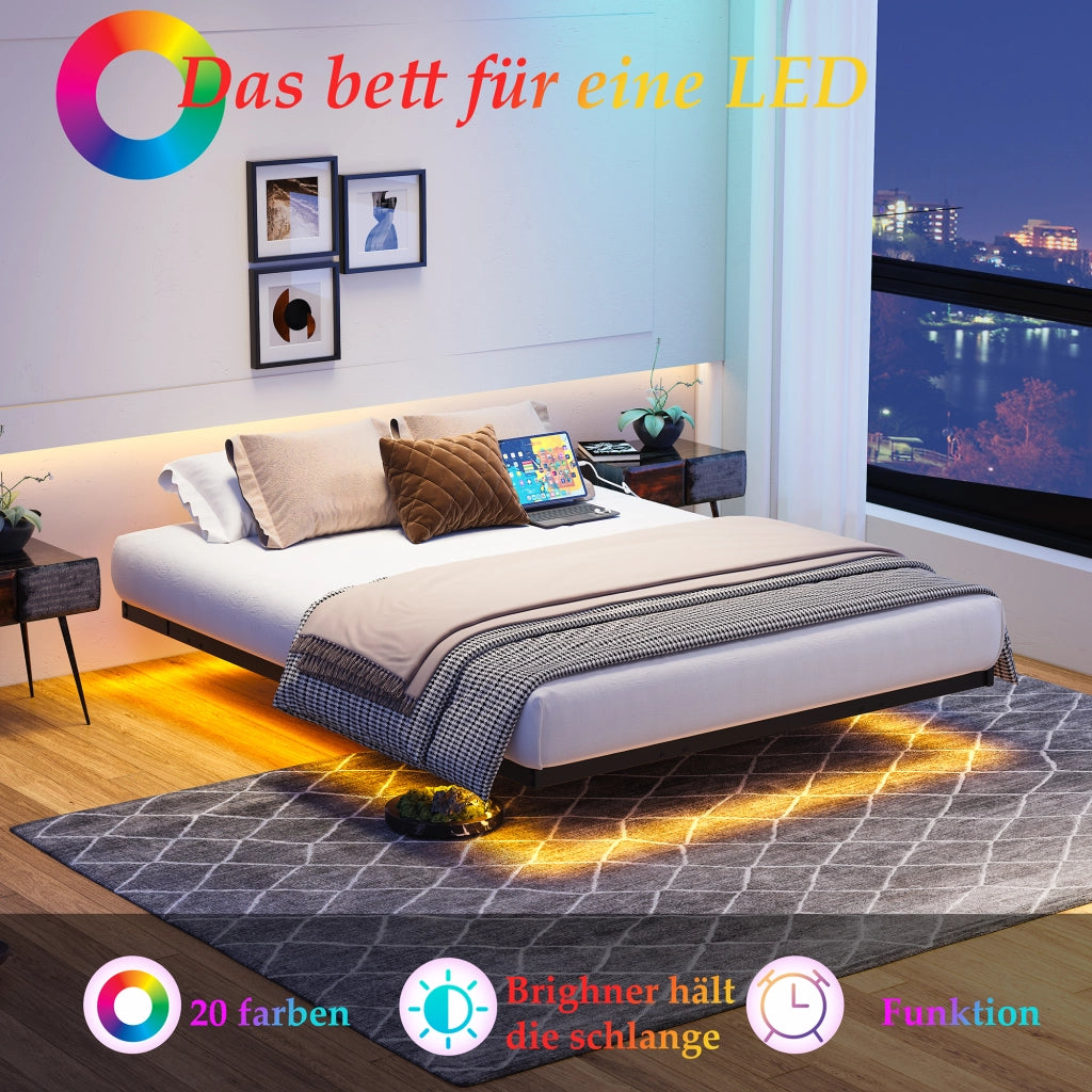 letto a sospensione metallo nero 120 x 200 cm