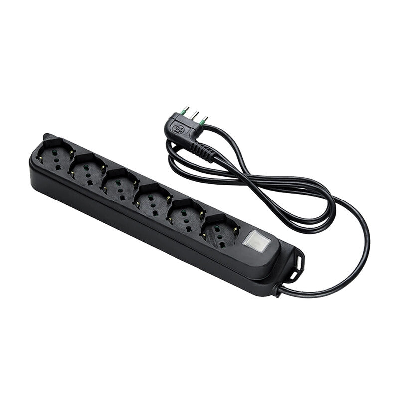 FME 47.431 MULTIPRESA 6P BIP/SC+INT NERO- 1,0 pz