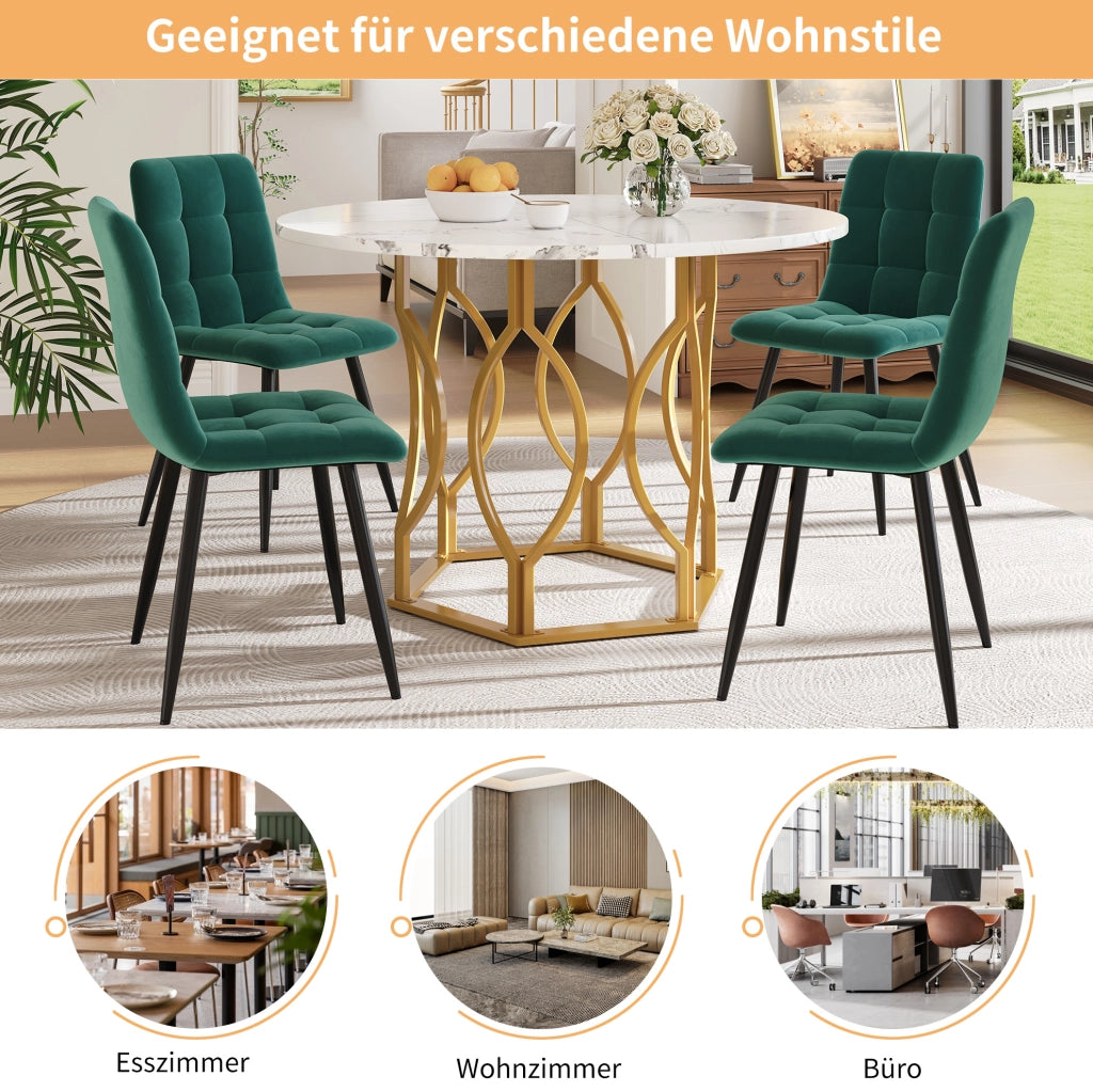 TAVOLO DA PRANZO 100x100x76 cm MDF E METALLO ORO/BIANCO