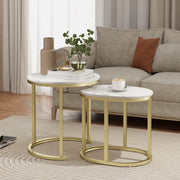 Set di 2 tavolini da caffè impilabili in MDF bianco