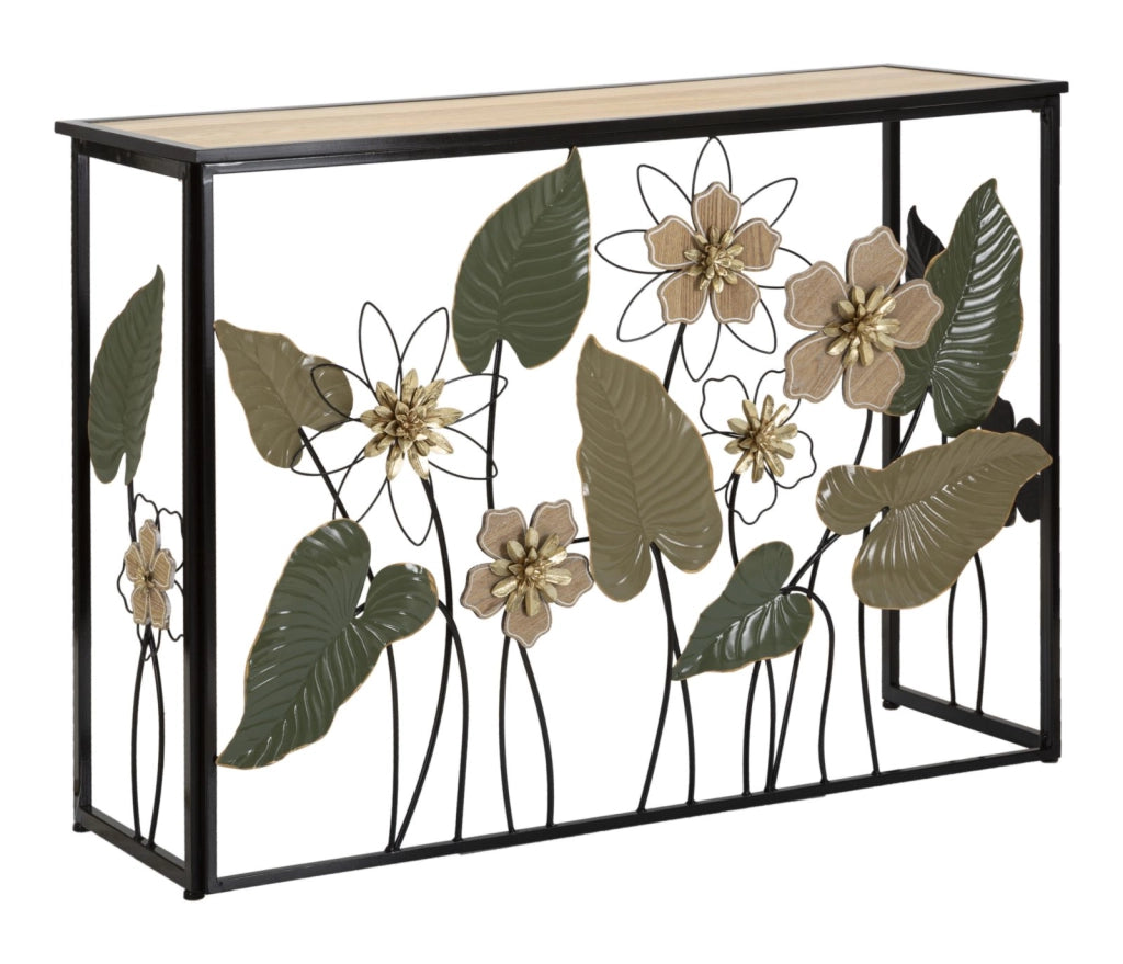 Console Spring 108x36,8x80 cm in Ferro e MDF e Vetro Multicolor
