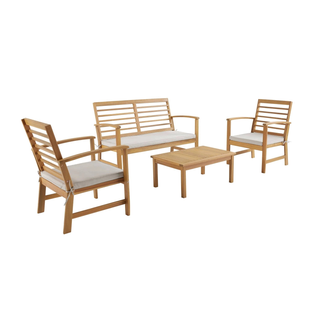 Set da giardino in legno di acacia per 4 persone, beige