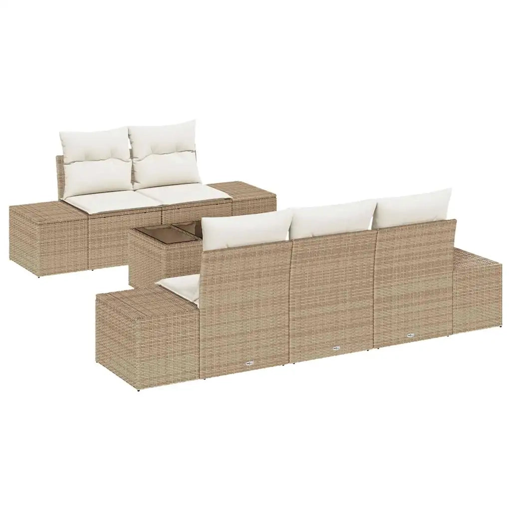 Set Divano da Giardino 6 pcs Beige e Crema polyrattan 3355610