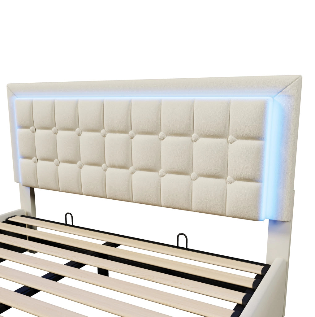Letto matrimoniale contenitore 180x200 cm con LED e rete a doghe