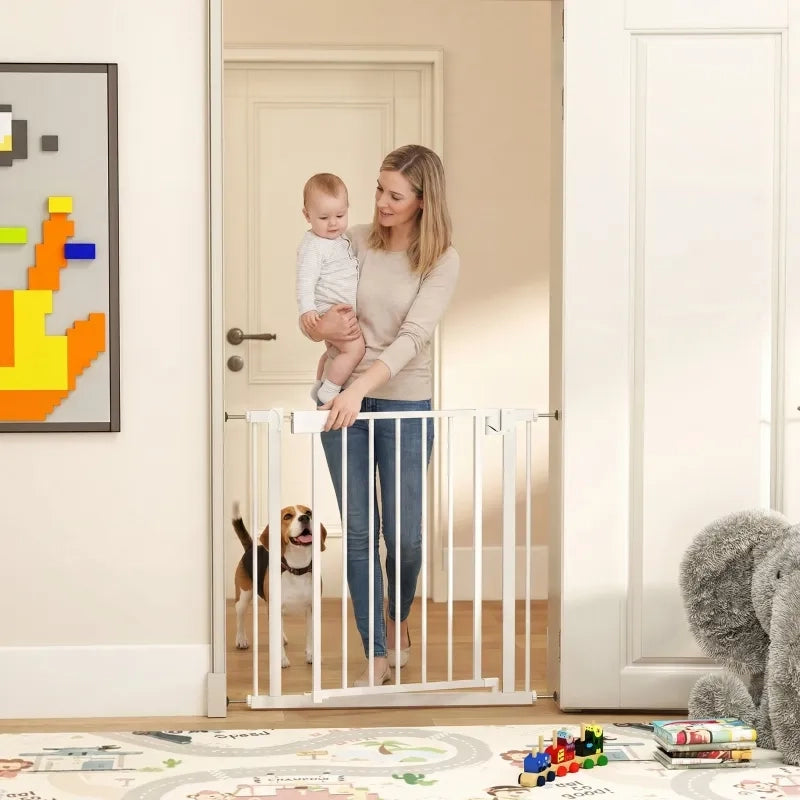 Cancello di sicurezza per bambini e scale, senza forare, con chiusura automatica, 76-82 x 76 cm, bianco