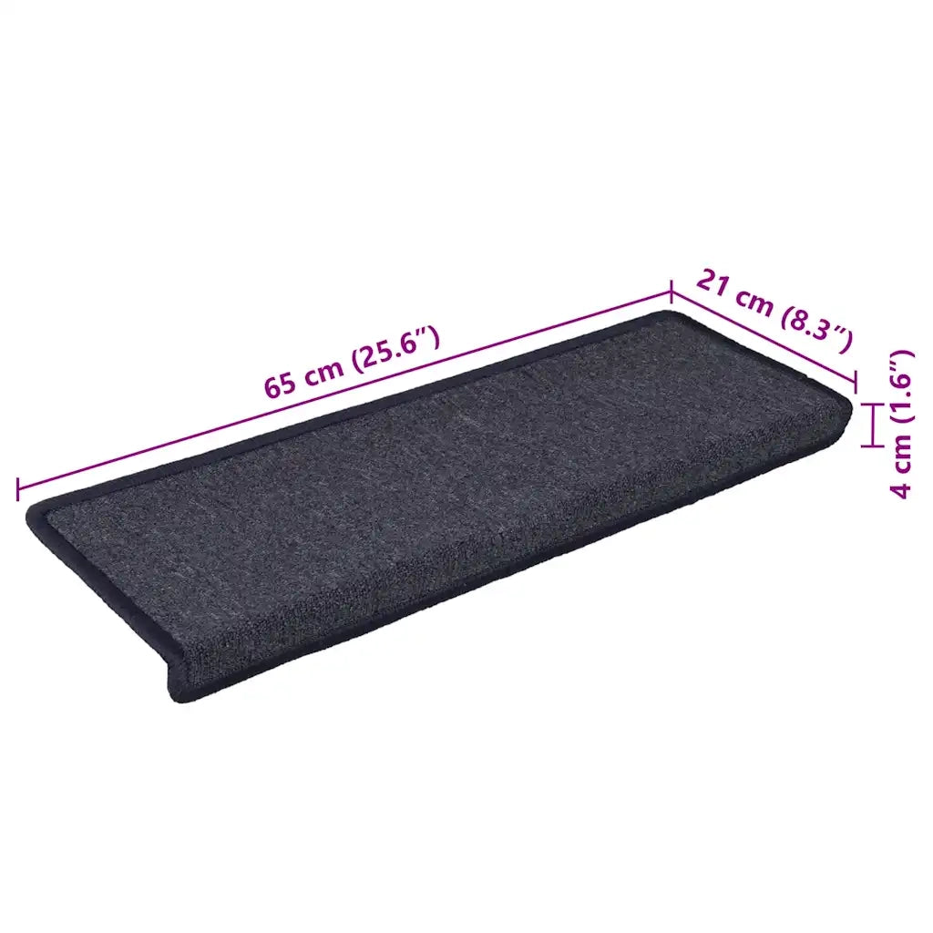 Tappetini per scale 15 pz 65x21x4 cm Grigio scuro e blu con bordo rettangolare 326195
