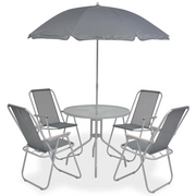 Set da Pranzo da Giardino 6 pz in Acciaio e Textilene Grigio 43785