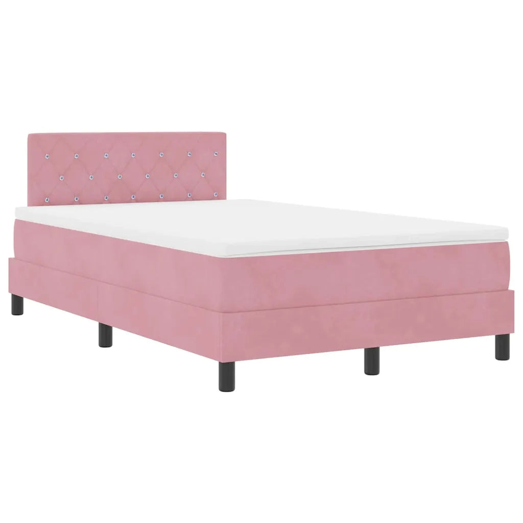 Letto a molle con materasso Rosa 120 x 190 cm Velluto 3339097