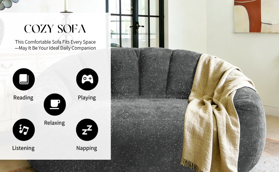DIVANO bean bag con design zampa d'orso, tessuto grigio