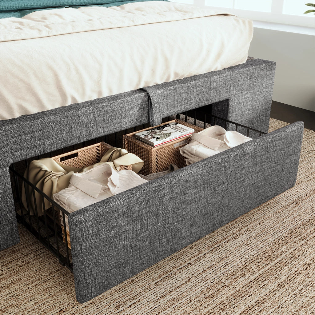 Letto imbottito 90x200 cm con materasso e testiera USB-C