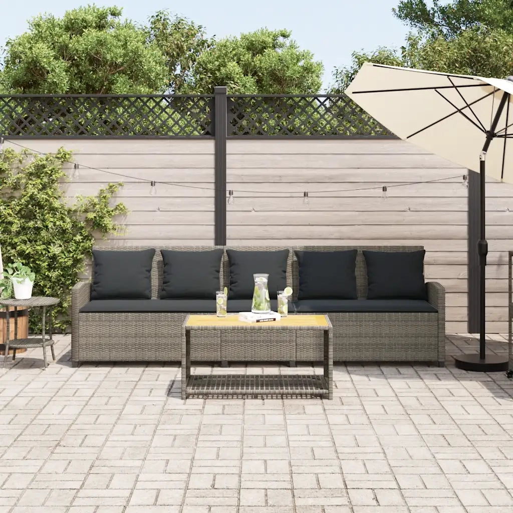 Divano da Giardino con Cuscini 5 Posti Grigio in Polyrattan 4104114
