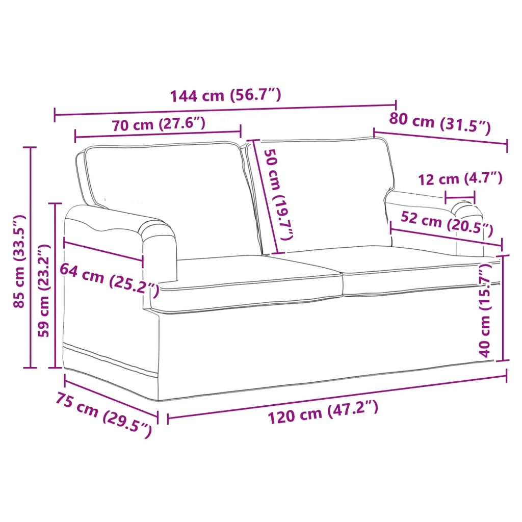 Set di divani 2 pcs Grigio chiaro 144 x 80 x 85 cm Tessuto 3407516