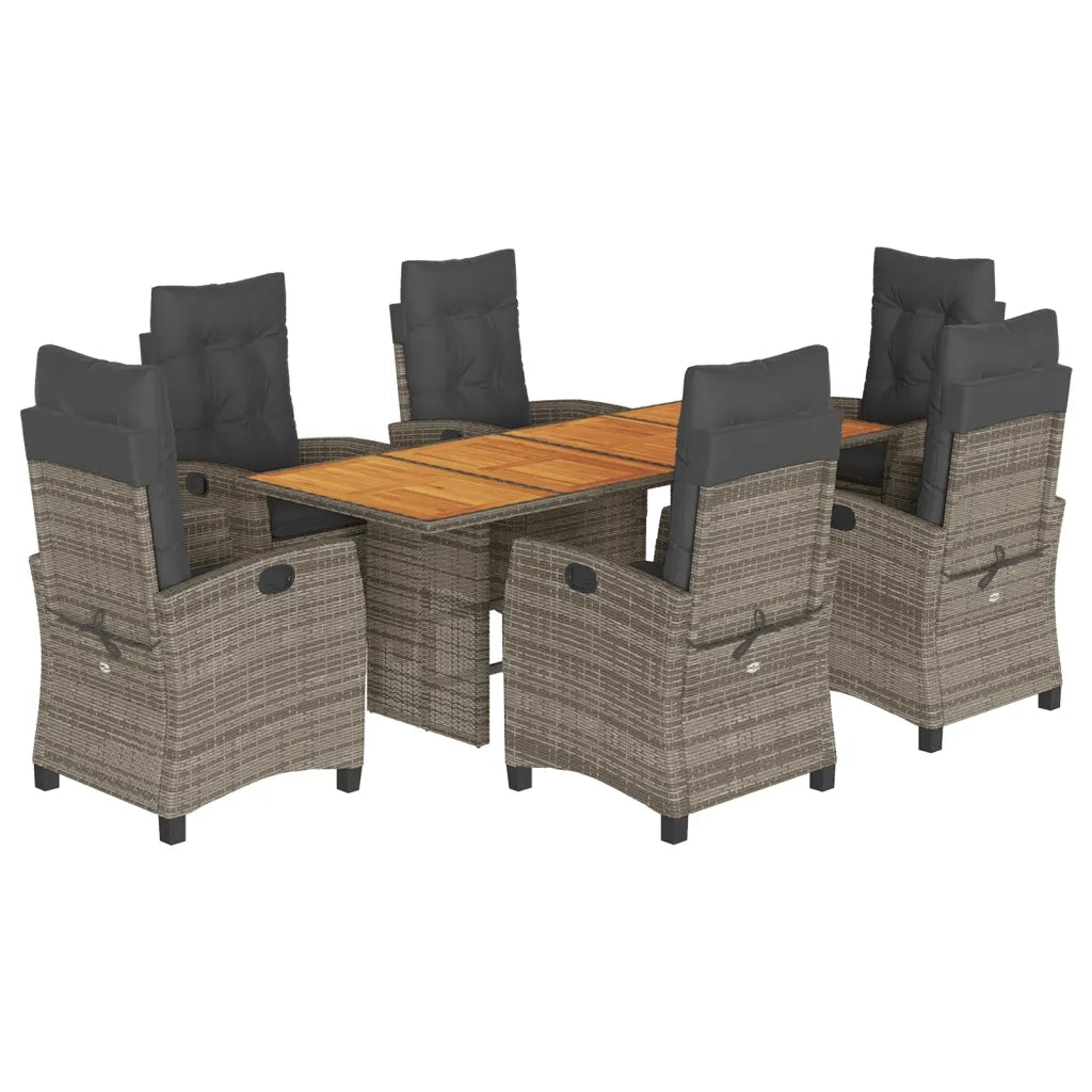 Set da Pranzo da Giardino 7 pz con Cuscini in Polyrattan Grigio 3212710