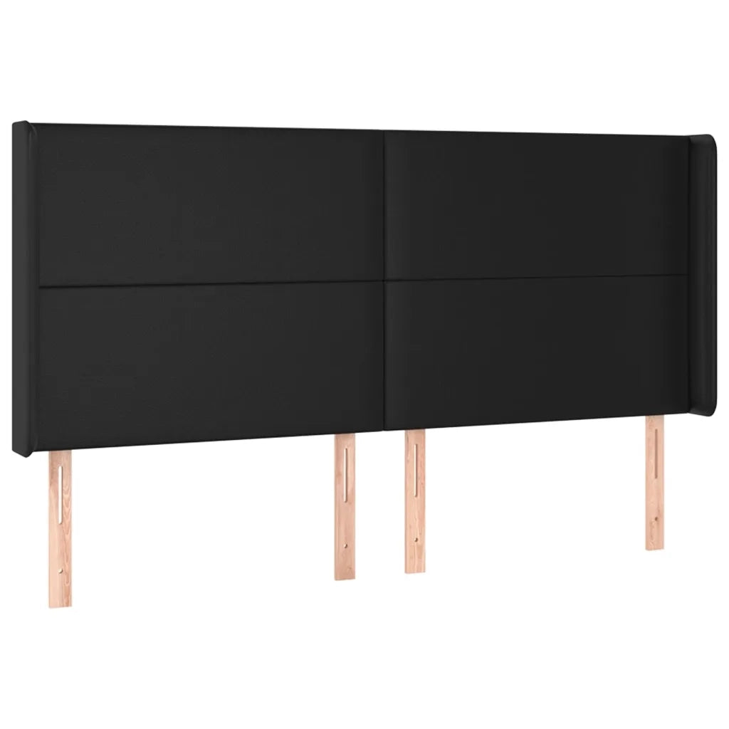 Giroletto a Molle con Materasso e LED Nero 200x200cm Similpelle