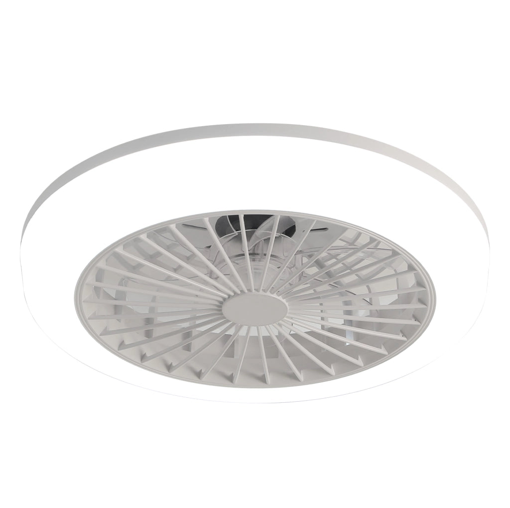 Ventilatore da soffitto 50 cm con LED 60 W dimmerabile e telecomando, ABS bianco