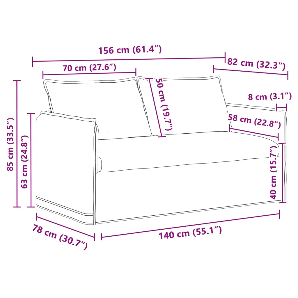 Set di divani 2 pcs Nero 156 x 82 x 85 cm Tessuto 3407569