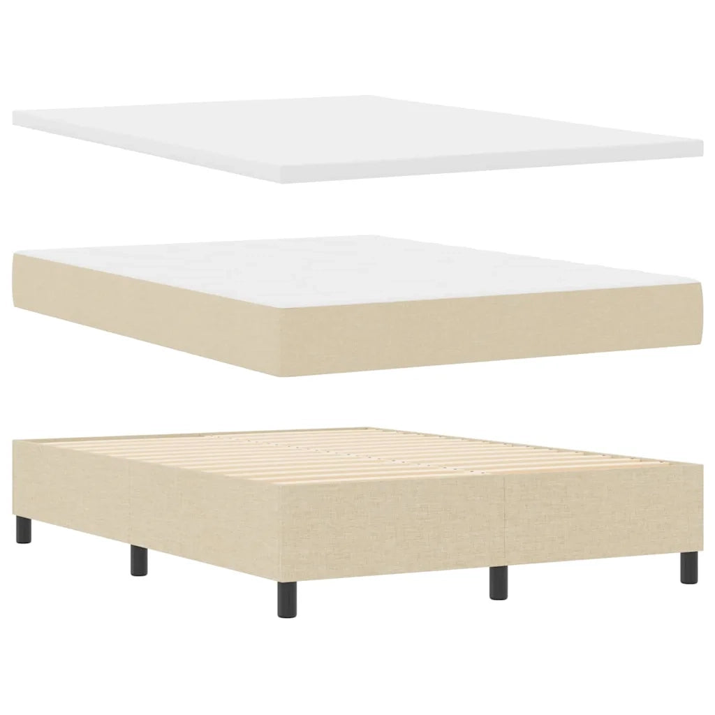 Letto a molle con materasso Crema 160 x 200 cm Tessuto