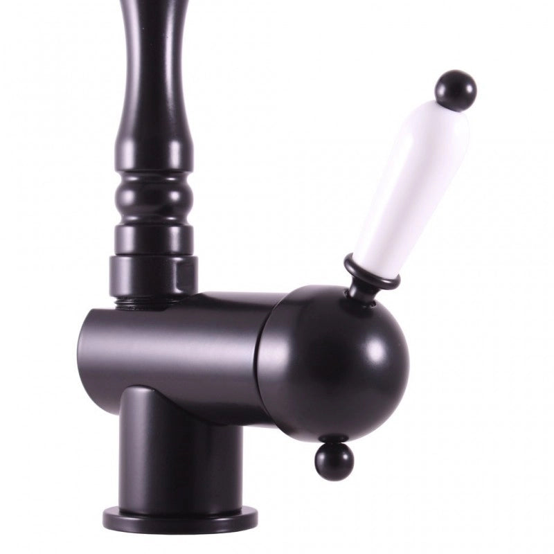 LABE miscelatore per lavello in ottone nero, manico in ceramica