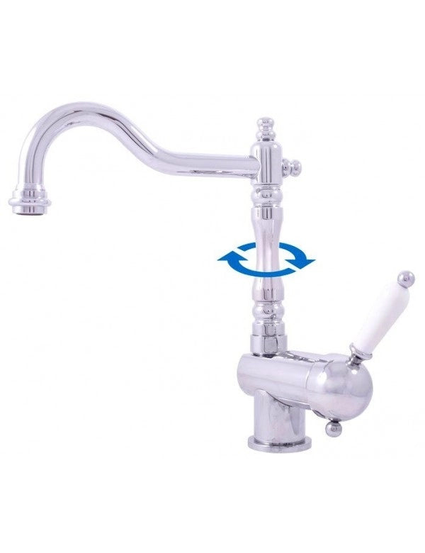 Miscelatore lavello LABE ottone cromato, maniglia in ceramica