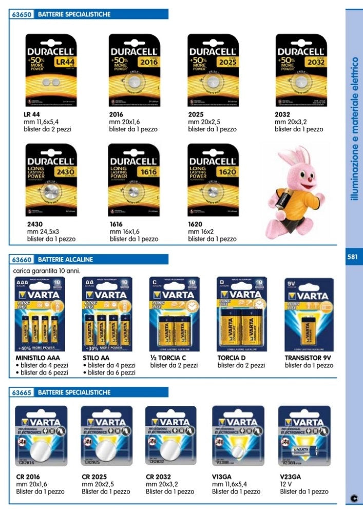 10pz varta batteria a bottone cr2025 bl.1pz cod:ferx.93498