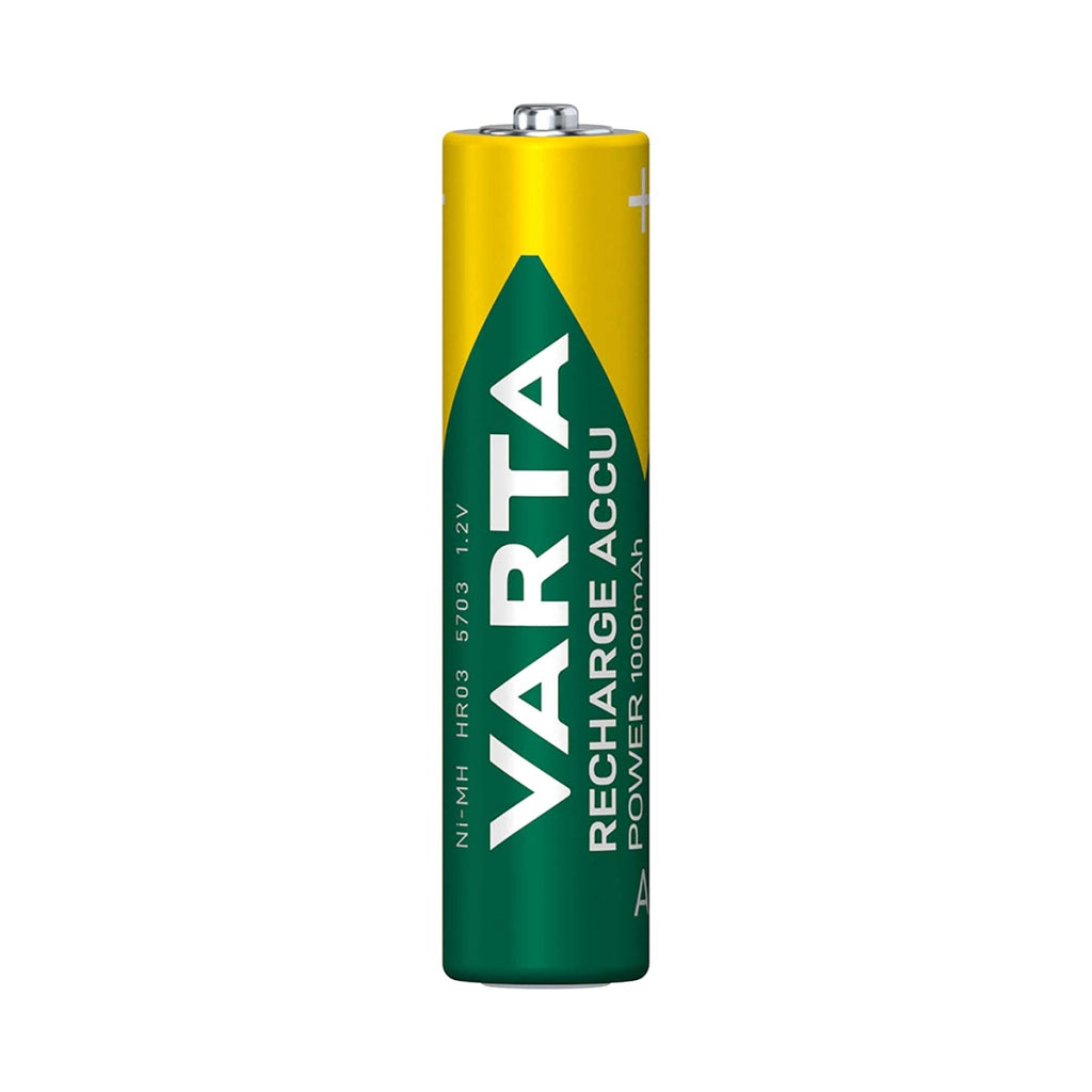 Set di 4 Batterie AAA 1.2 Batterie Ricaricabili da 1000 mAh con Tecnologia NiMH Verde Varta