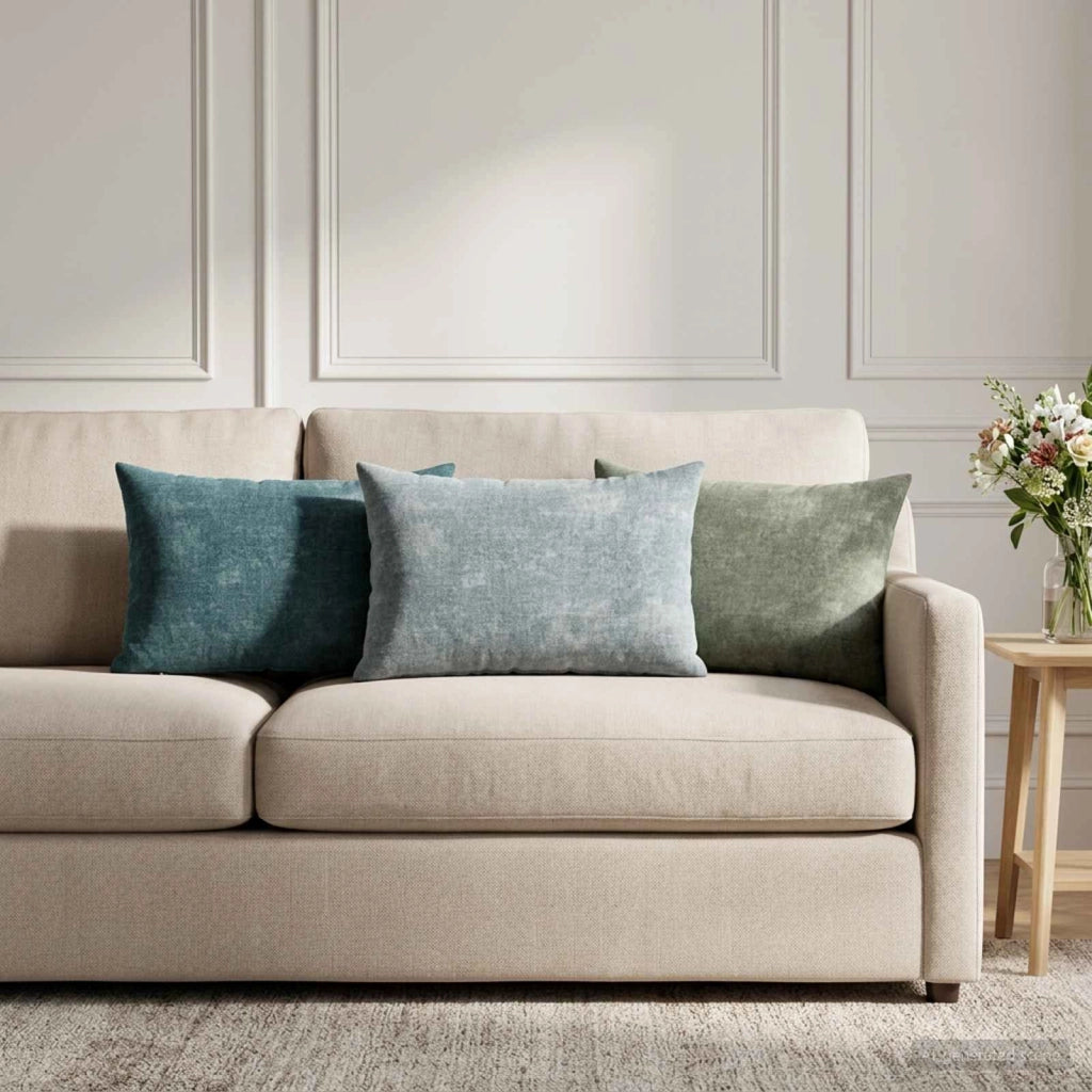 Cuscino con cuscino HEERLEN 6 pz Verde Tessuto Chenille 923936