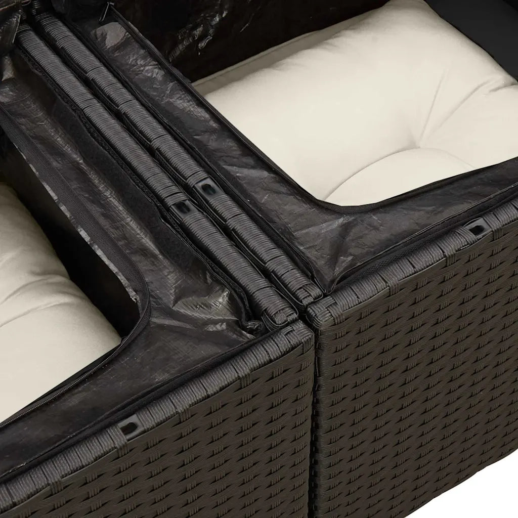 Set Divano da Giardino 6 pz con Cuscini Nero in Polyrattan 3326617