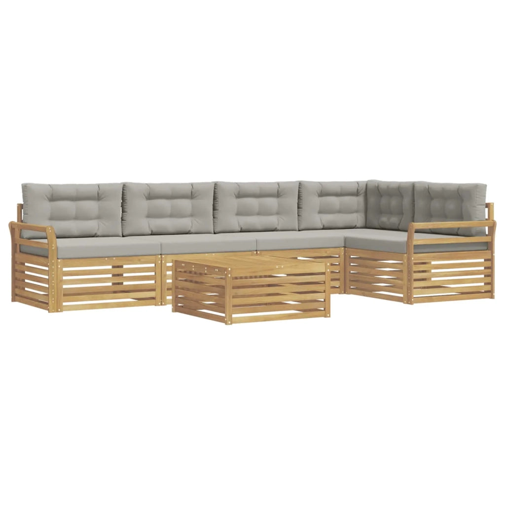 Set di divani da esterno 6 pz Bianco e Grigio Chiaro Poliestere 3390526