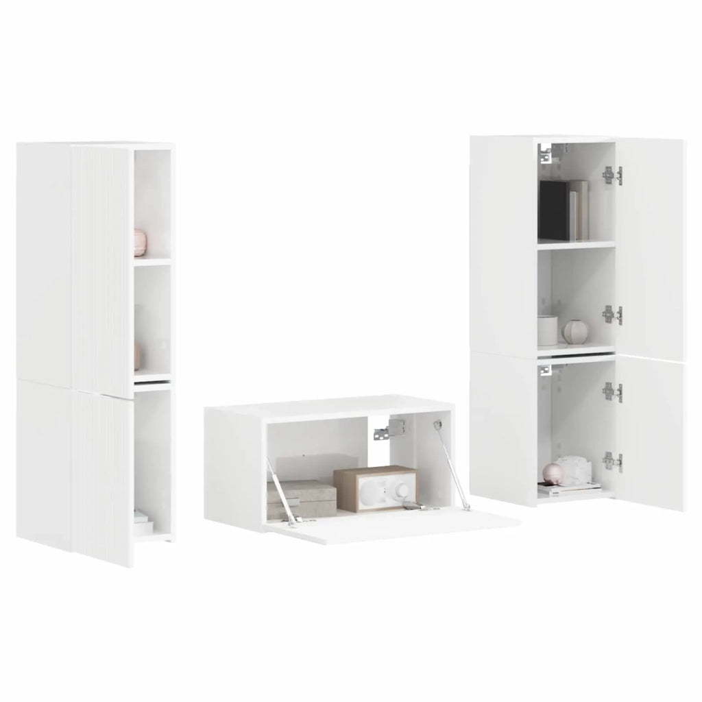 Set mobile TV 5 pcs Bianco Lucido Legno multistrato