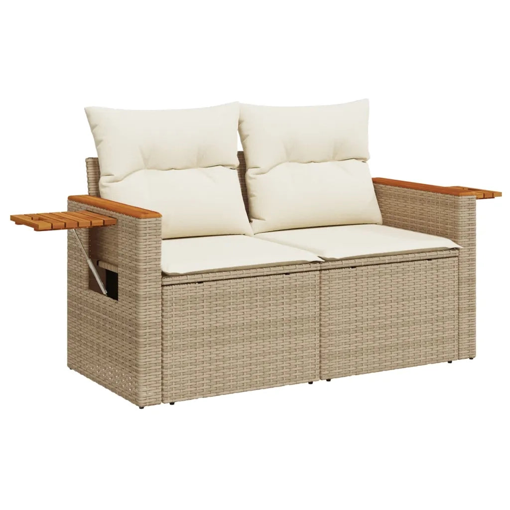 Divano da Giardino con Cuscini a 2 Posti-Sofa da giardino Beige in Polyrattan 704336