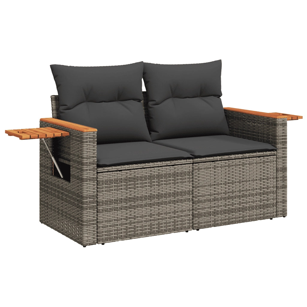Set Divani da Giardino 7 pz con Cuscini Grigio in Polyrattan 3259043