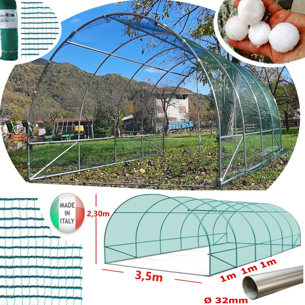 Serra Tunnel NetPlus 3,5x8m con rete antigrandine