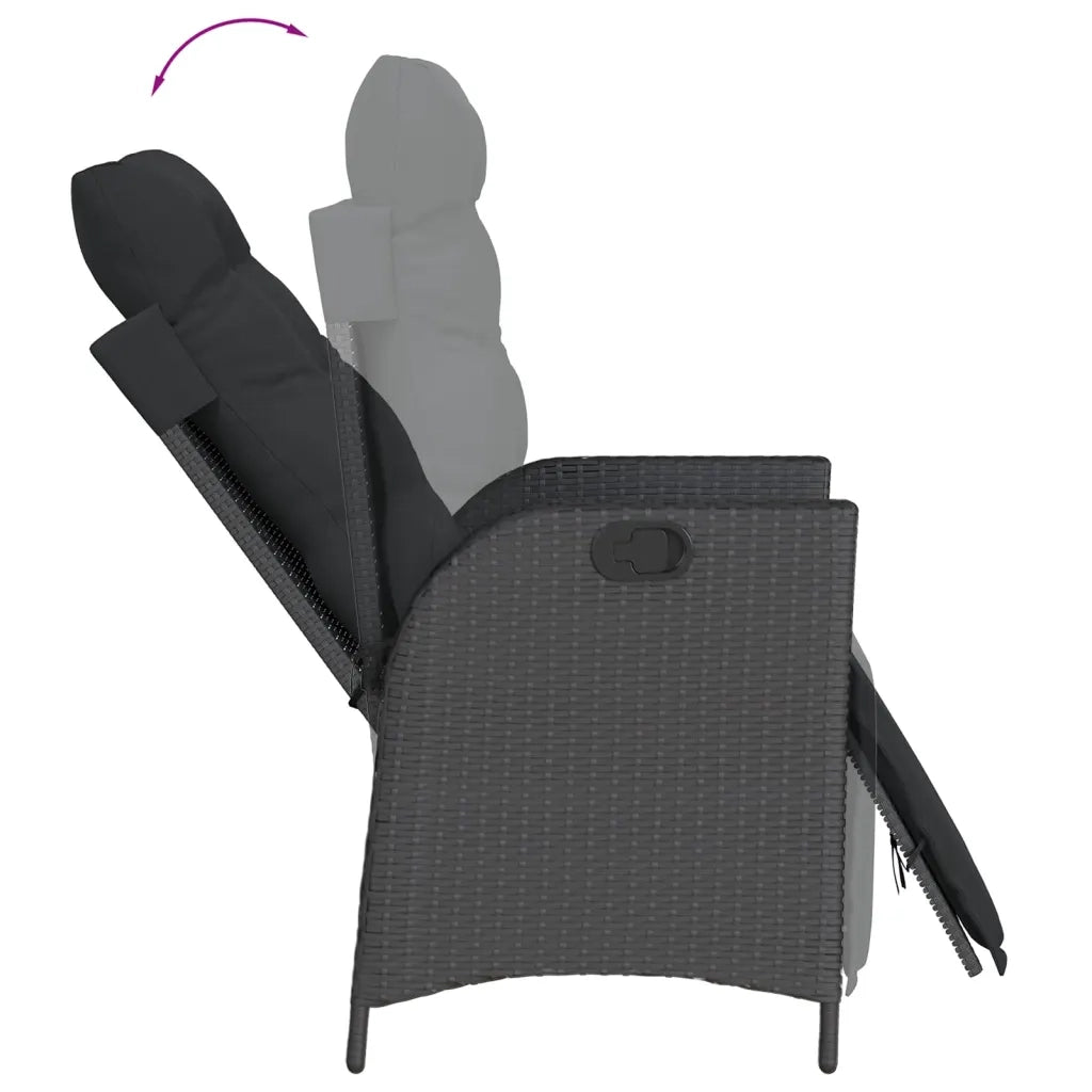 Set da Pranzo da Giardino 7 pz Nero con Cuscini in Polyrattan 3213403