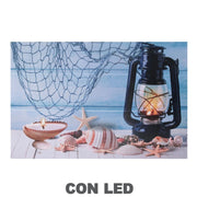 Quadro mare led conchiglie cm 60x2,3x40
