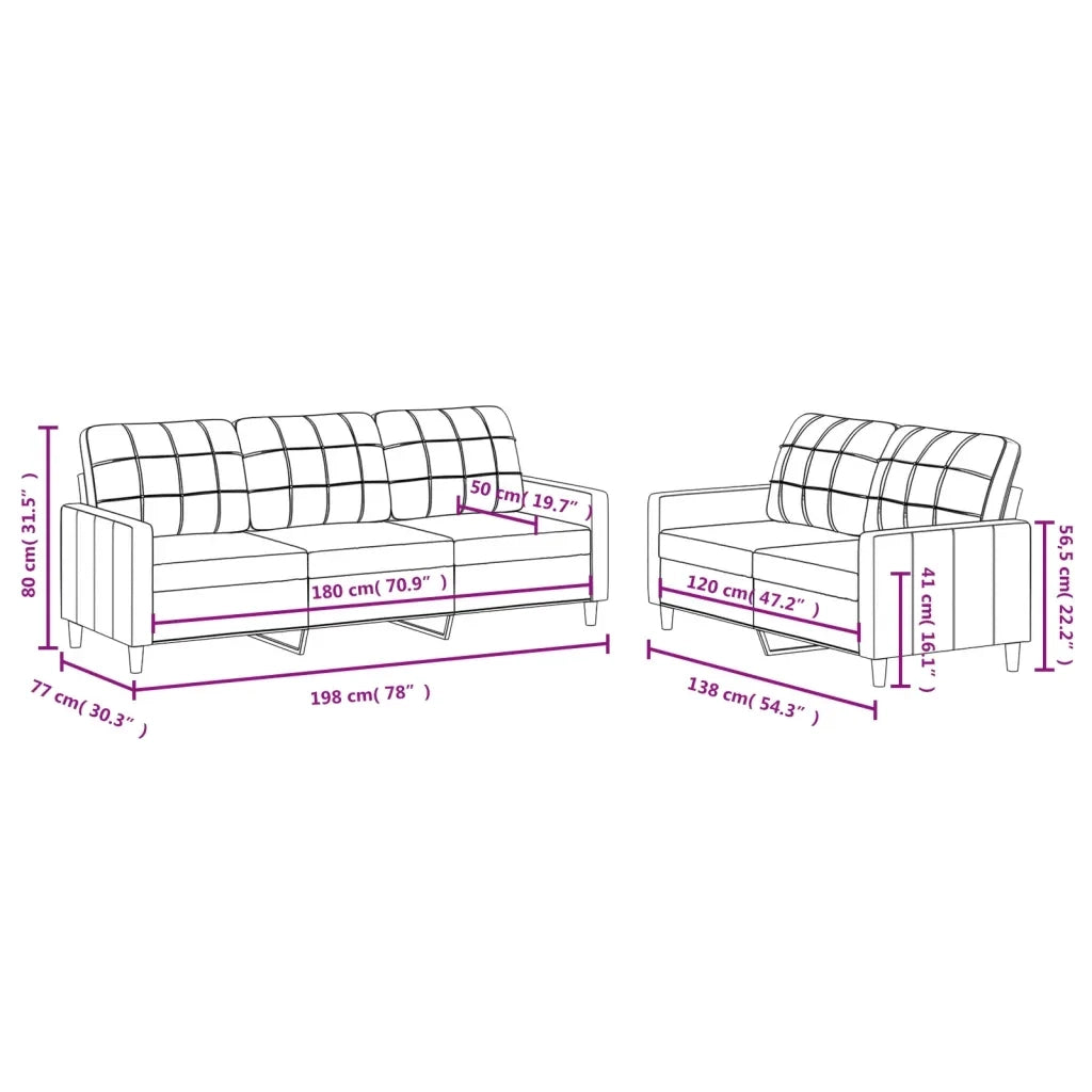 Set di Divani 2 pz con Cuscini Grigio Chiaro in Tessuto 3201306