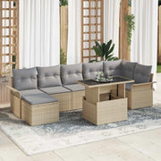 Set Divano da Giardino con cuscino 8 pcs Beige Poly Rattan 3348326