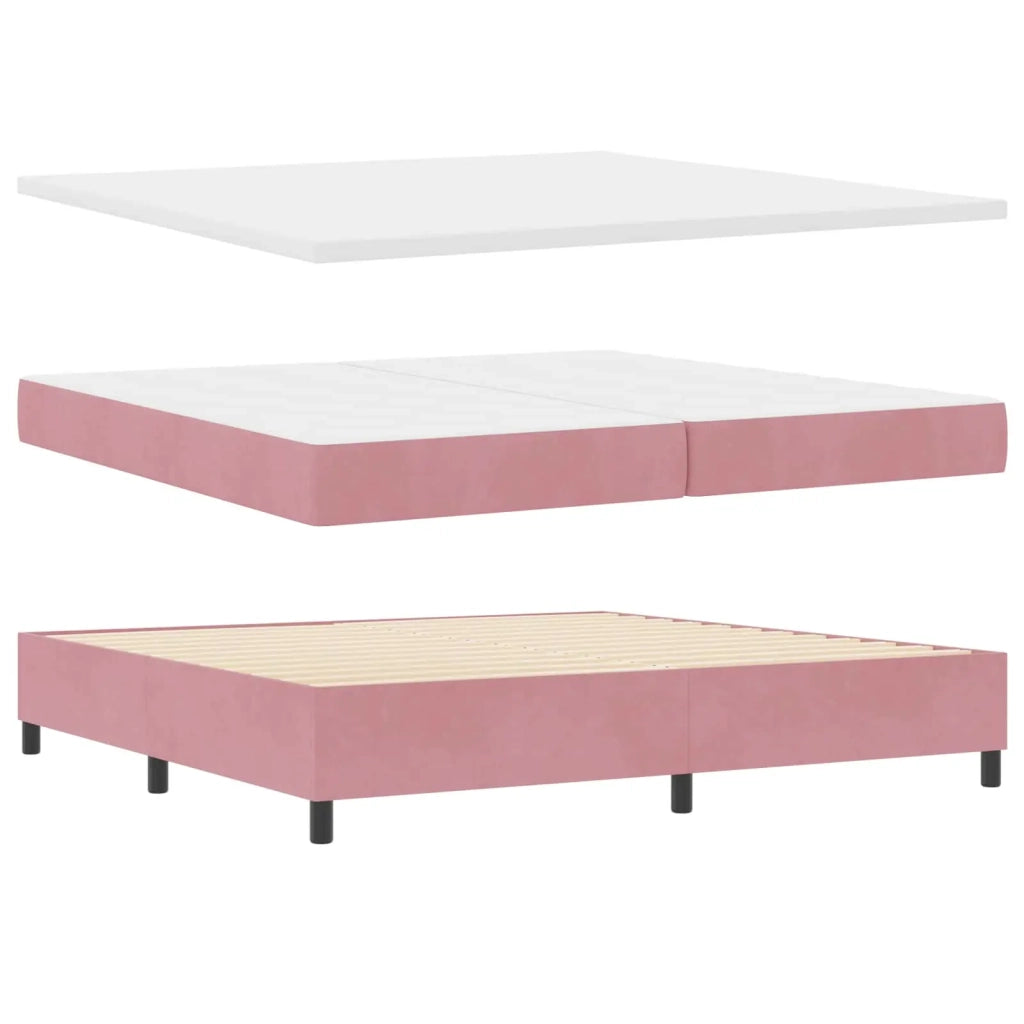 Letto a molle con materasso Rosa 200 x 200 cm Velluto 3339925